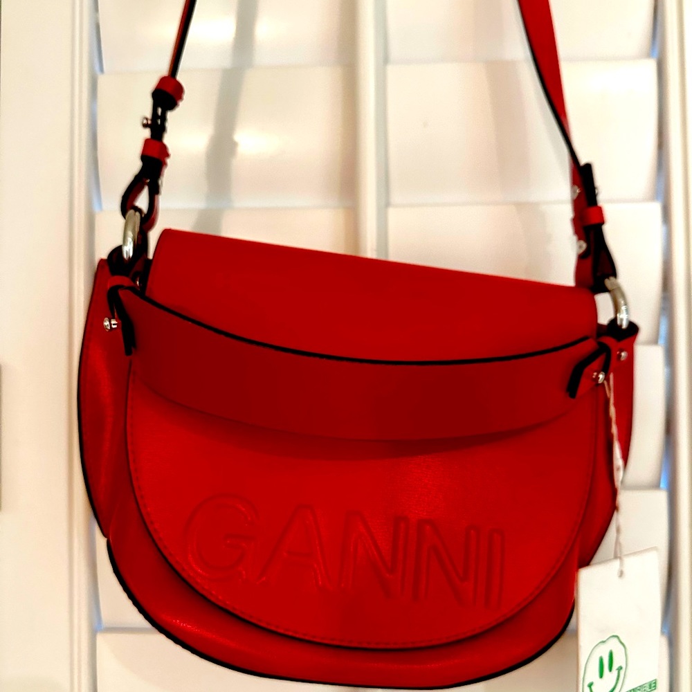 Original Ganni Saddle logo-embossed Tote bag.